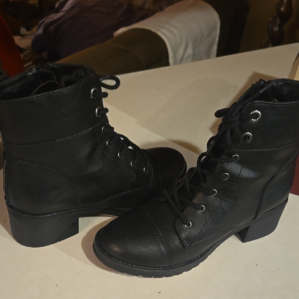 Black Lace-Up Ankle Boots